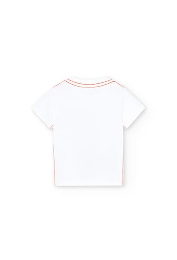 Camiseta en color blanco de punto de bebé niño