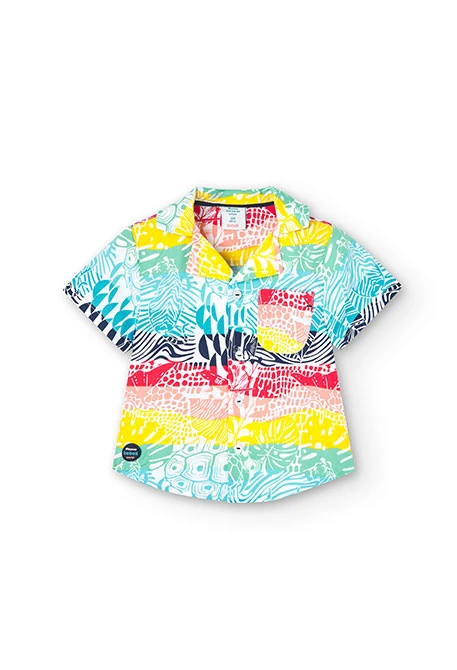 Camisa de popelina estampada de bebé menino