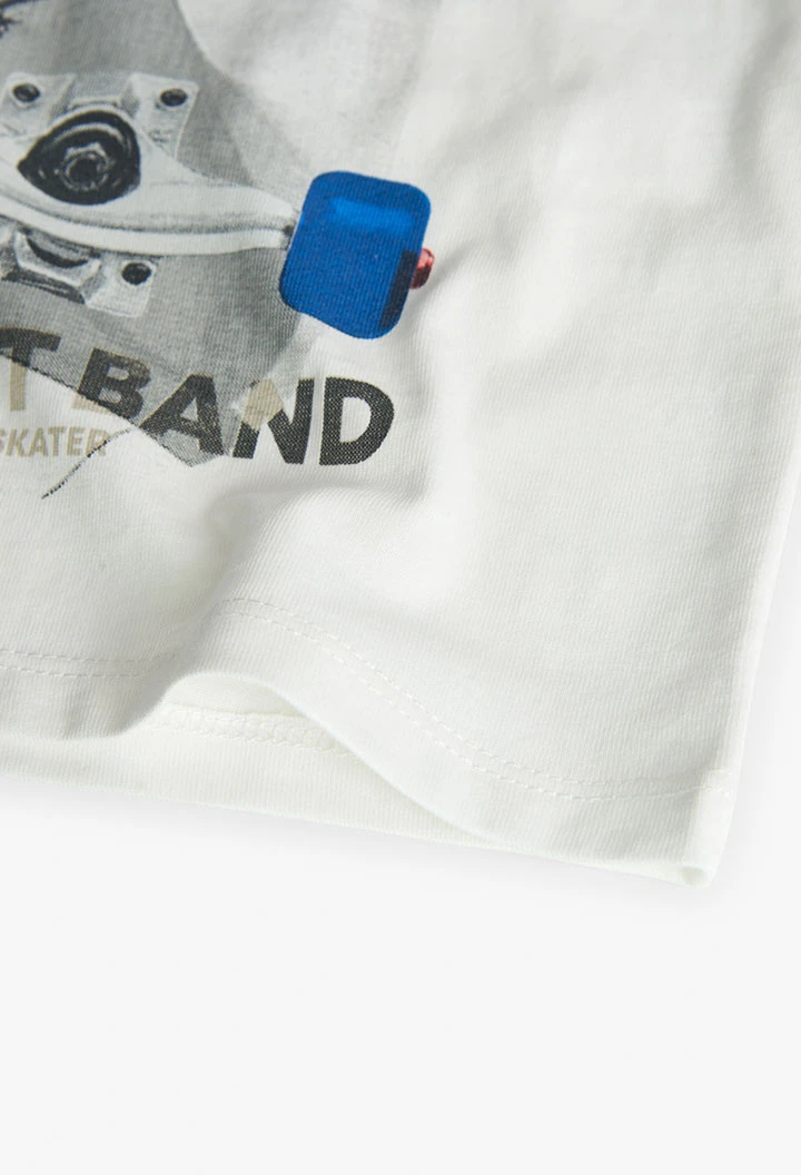 Camiseta de punto de bebé niño estampada street band en blanco