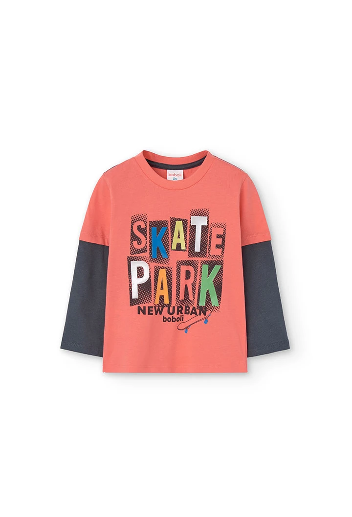 Camiseta de punto de bebé niño estampada en naranja