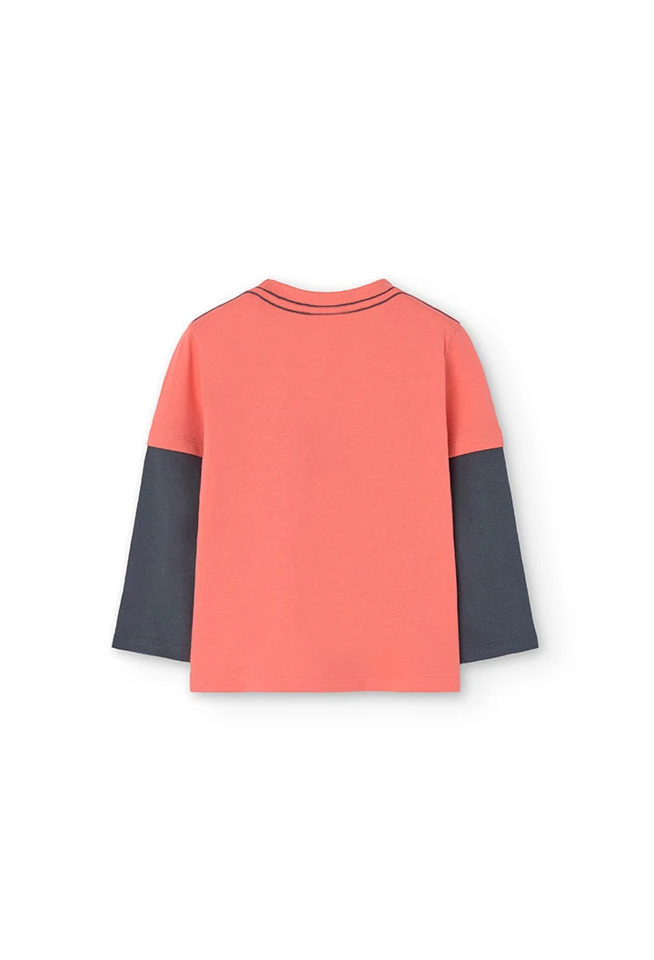 Camiseta de punto de bebé niño estampada en naranja