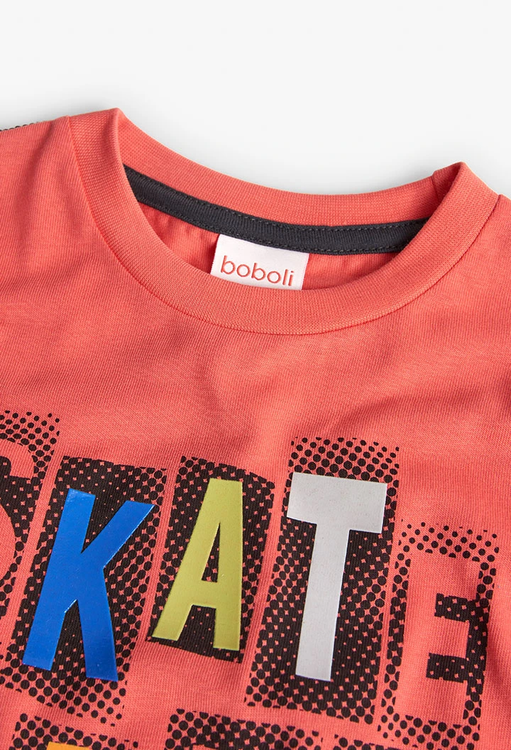 T-shirt en tricot pour bébé garçon imprimée en orange