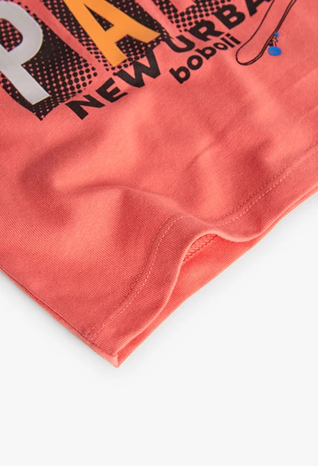 Camiseta de punto de bebé niño estampada en naranja