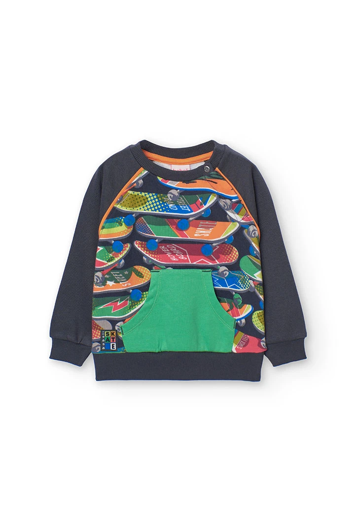 Sweatshirt für Baby-Jungen mit Snowboard-Motiv