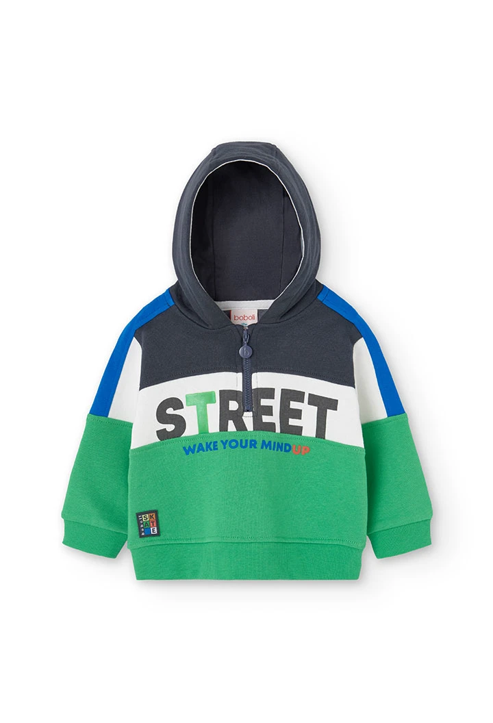 Sweatshirt de pelfa de bebé menino estampada em verde