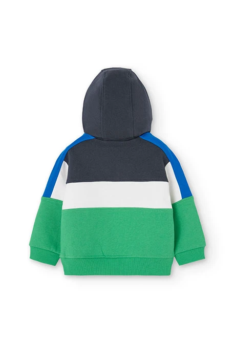 Baby boy\'s printed green fleece sweatshirt