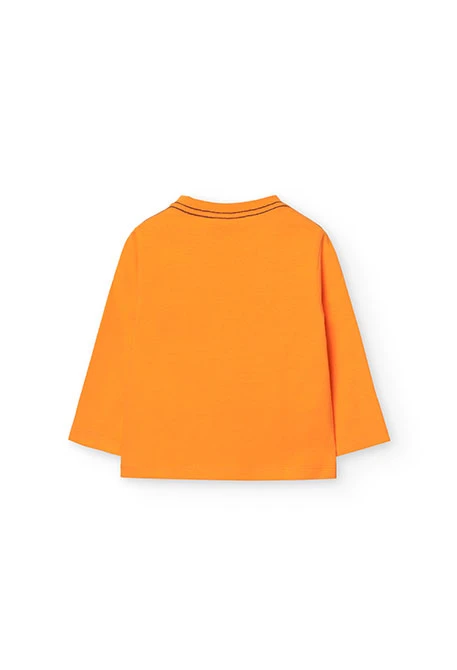 Knitted T-shirt for baby boy printed in orange