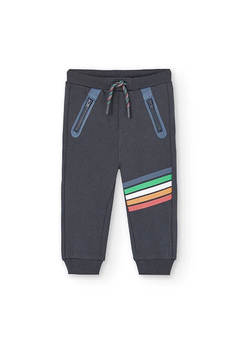 Pantalón de felpa de bebé niño en gris oscuro