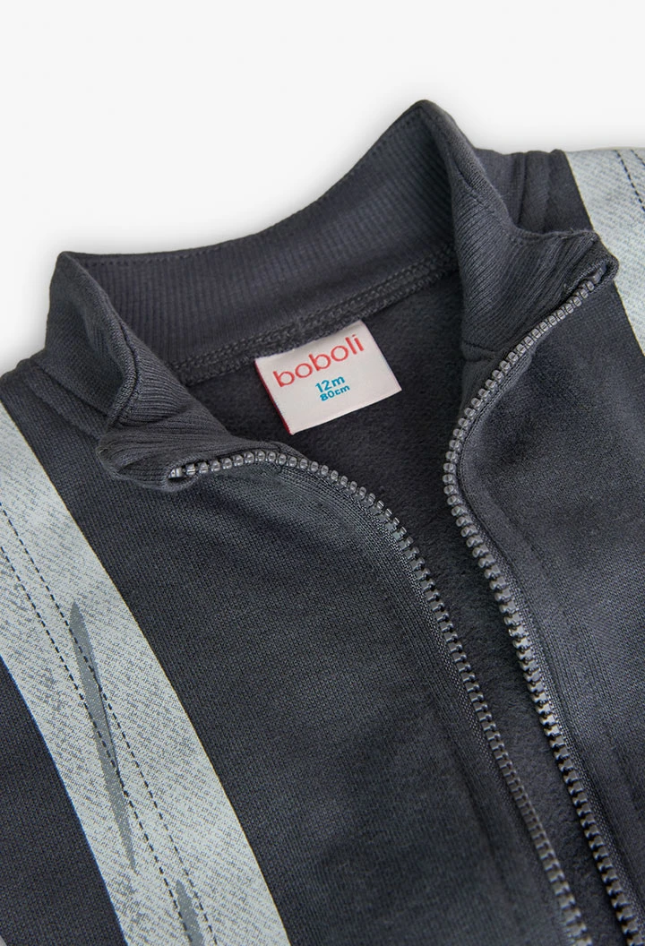 Chaqueta de felpa de bebé niño en gris oscuro