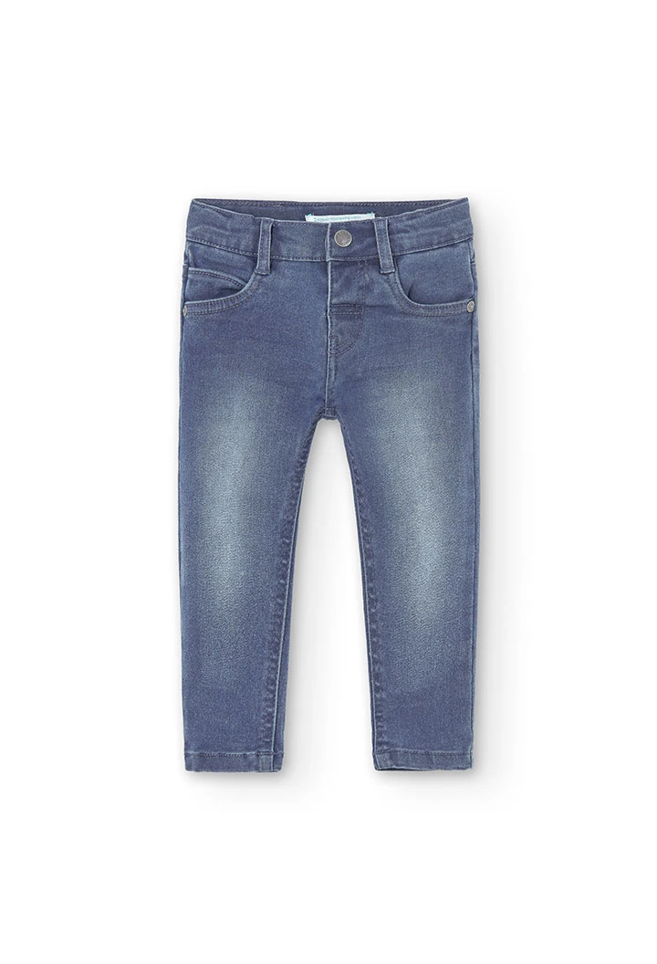 Calças denim elástica para o bebé menino