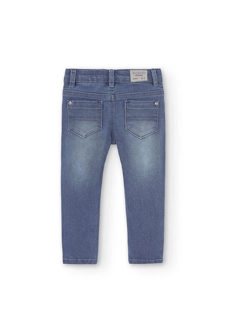 Calças denim elástica para o bebé menino