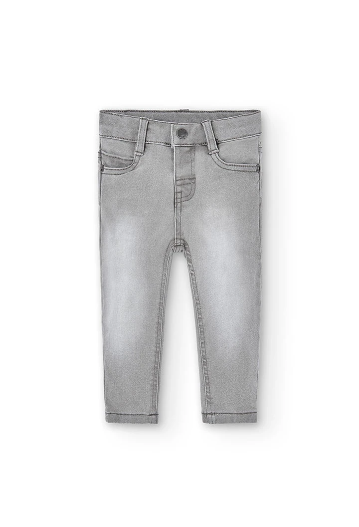 Pantalon garçon en jean stretch gris