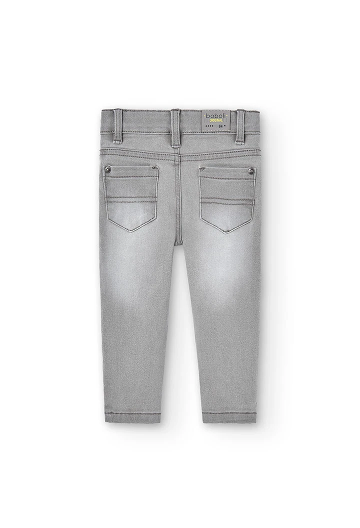 Grey stretch denim trousers for boys
