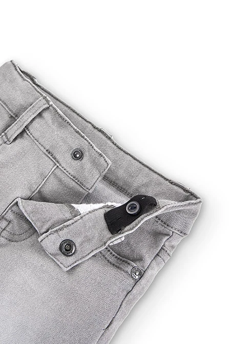 Pantalon garçon en jean stretch gris