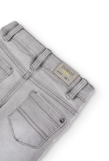 Pantalon garçon en jean stretch gris