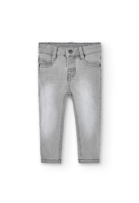 Pantalon garçon en jean stretch gris