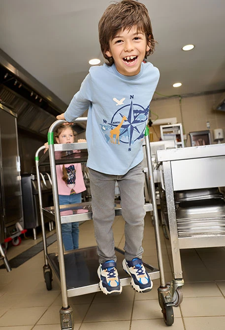 Grey stretch denim trousers for boys