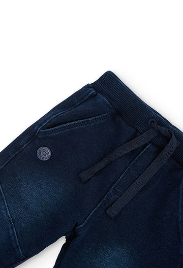 Fleece denim trousers for baby boy