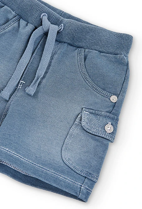 Fleece bermuda shorts denim for baby boy