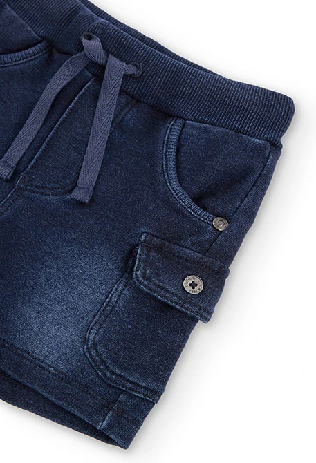 Bermuda felpa denim para o bebé menino