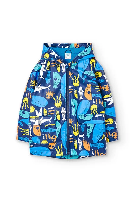 Impermeable con capucha de bebé niño con estampado de ballenas