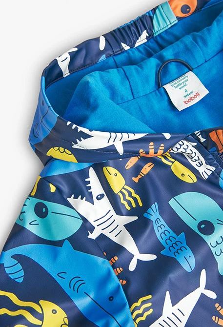 Impermeable con capucha de bebé niño con estampado de ballenas