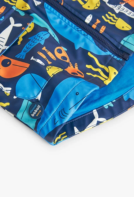 Impermeable con capucha de bebé niño con estampado de ballenas