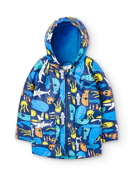 Impermeable con capucha de bebé niño con estampado de ballenas