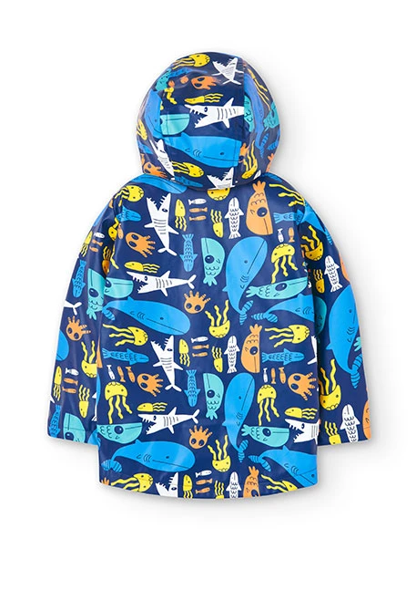 Impermeable con capucha de bebé niño con estampado de ballenas