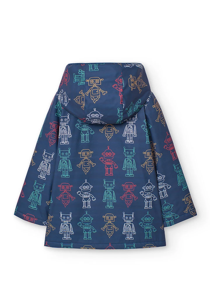 Impermeável com capuz para com estampado de robôs
