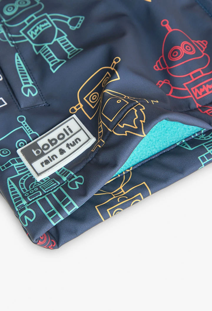 Impermeável com capuz para com estampado de robôs