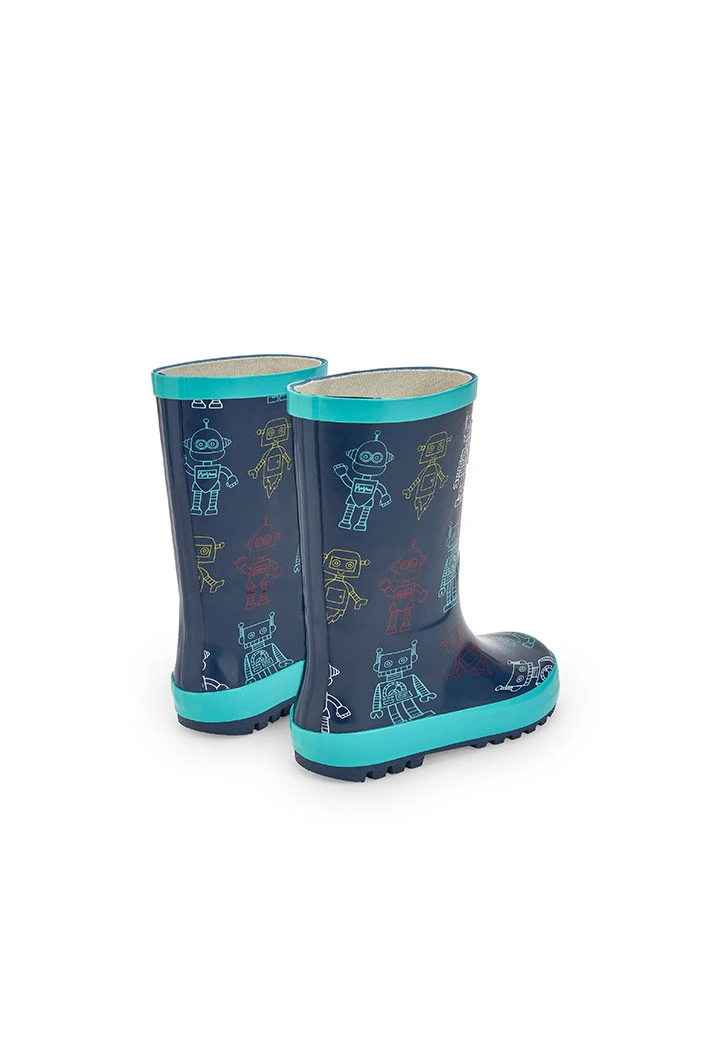 Baby boy boots with robot print