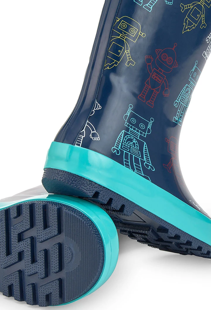 Baby boy boots with robot print