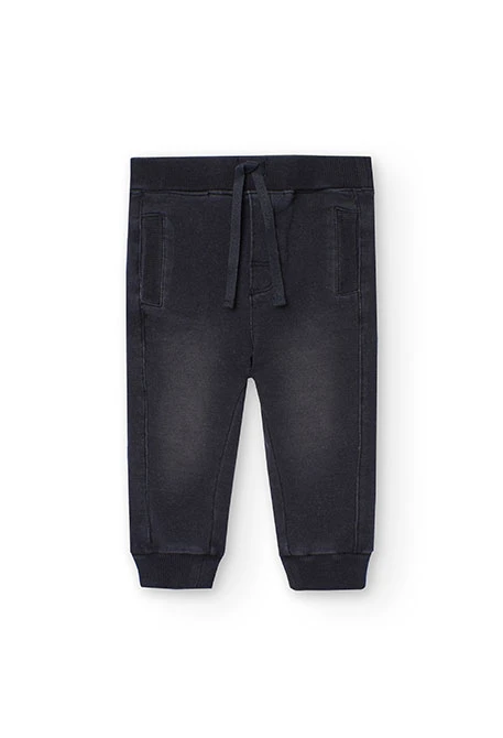 Baby boy's plush pants with pockets in black