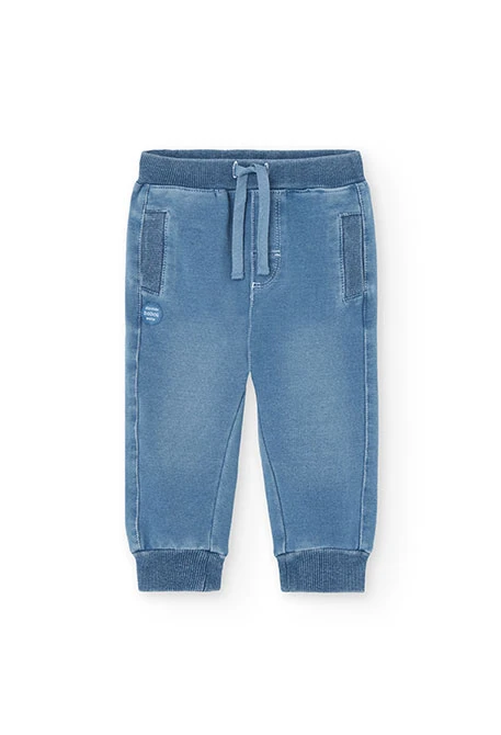 Baby boy's denim fleece trousers in bleach