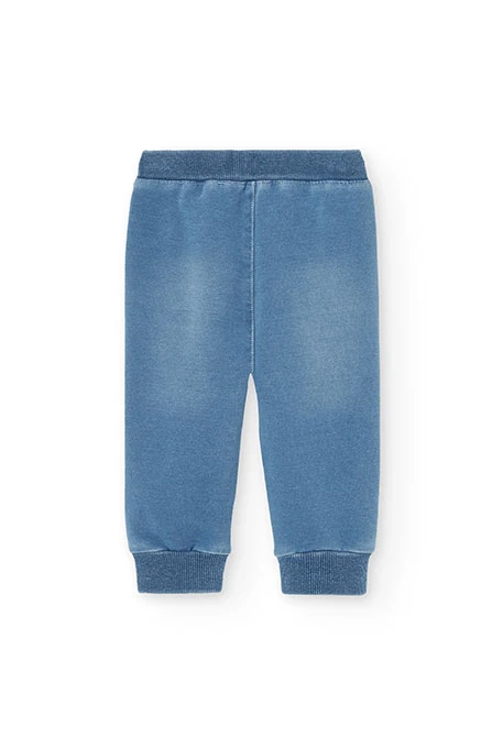 Baby boy's denim fleece trousers in bleach