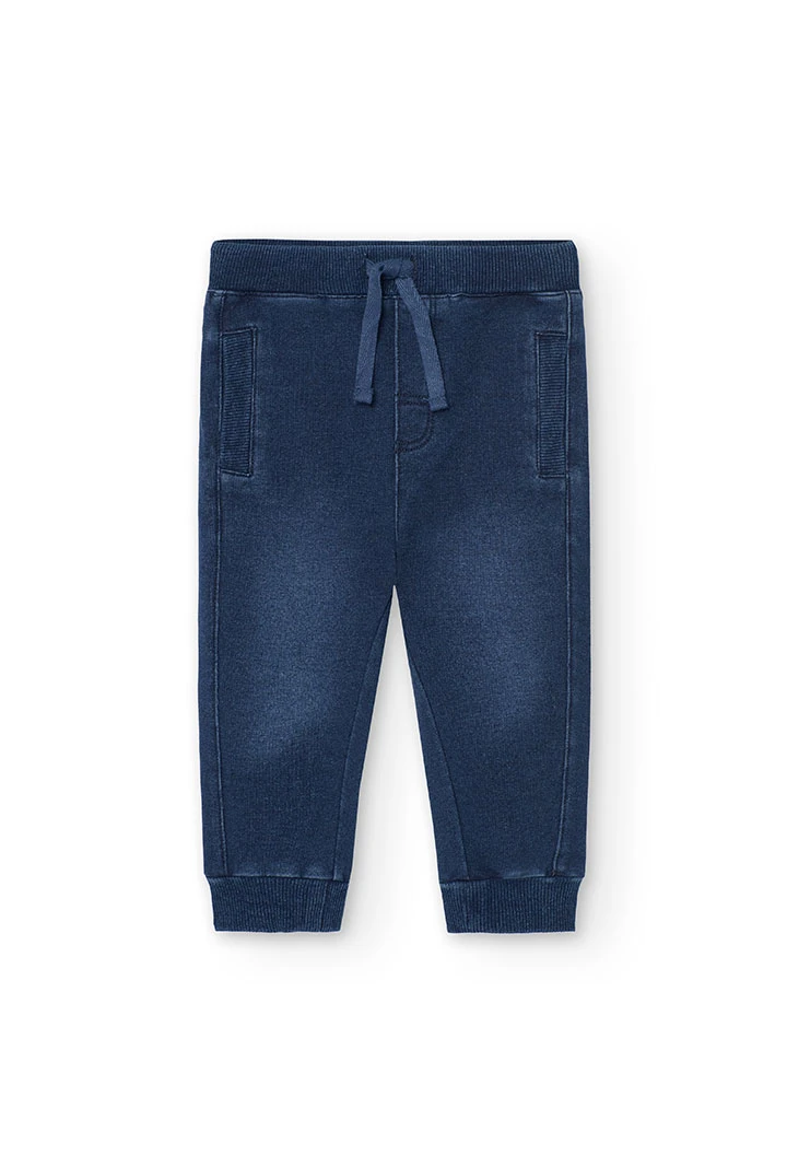 Fleece denim trousers for baby boy -BCI