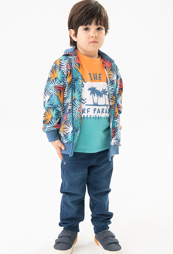 Pantalón felpa denim de bebé niño -BCI