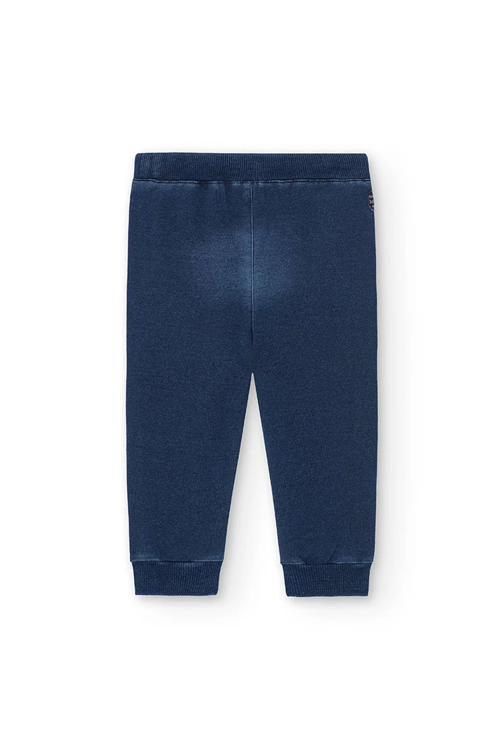 Pantalón de felpa de bebé niño con bolsillos en color azul