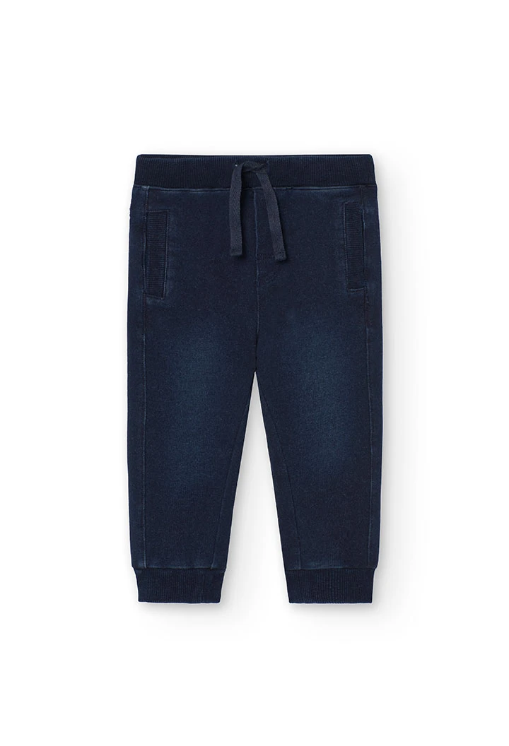 Fleece denim trousers for baby boy -BCI