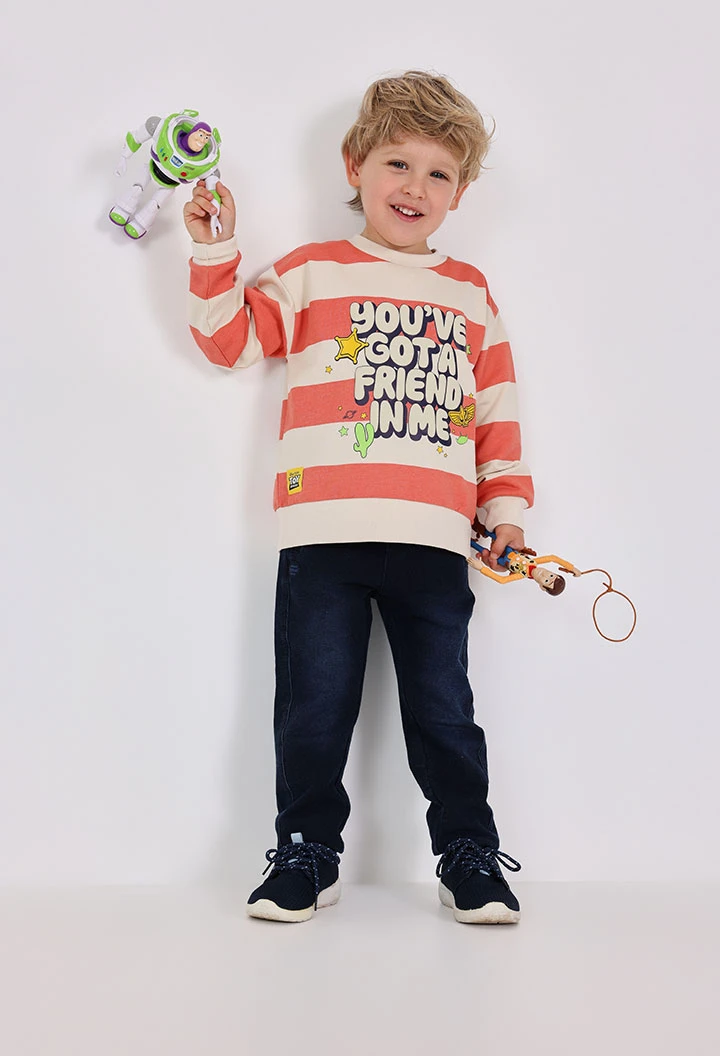 Pantalón de felpa de bebé niño con bolsillos en color azul marino