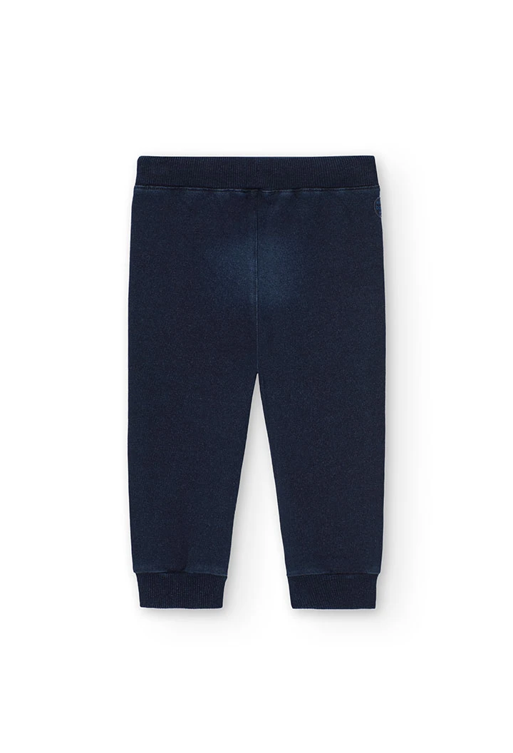 Fleece denim trousers for baby boy -BCI