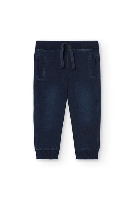 Fleece denim trousers for baby boy -BCI