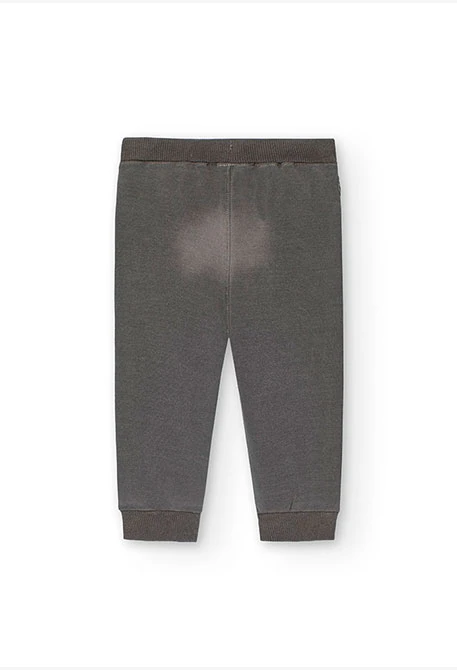 Pantalón de felpa de bebé niño con bolsillos en color gris