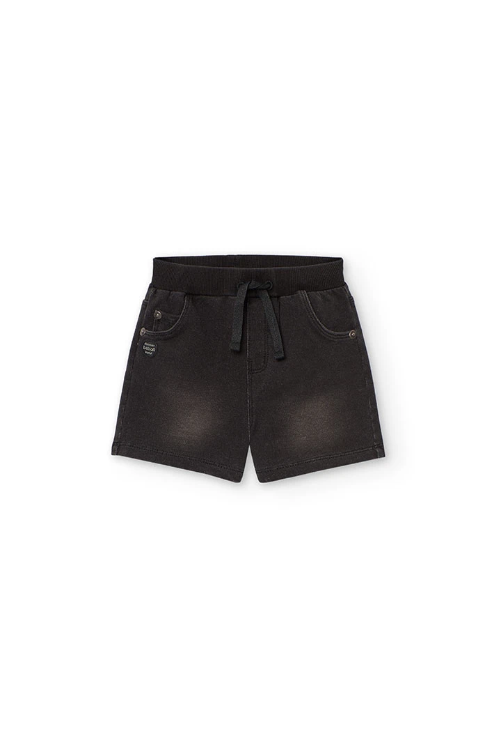 Pantalón felpa denim para bebé niño en negro
