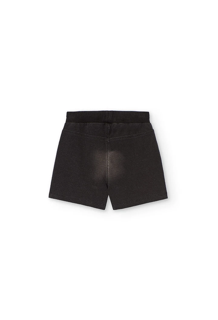 Pantalón felpa denim para bebé niño en negro