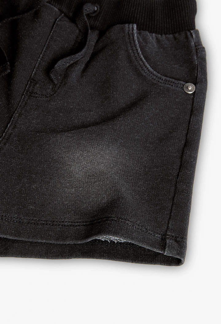 Pantalón felpa denim para bebé niño en negro