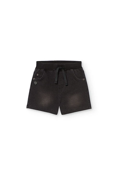 Pantalón felpa denim para bebé niño en negro