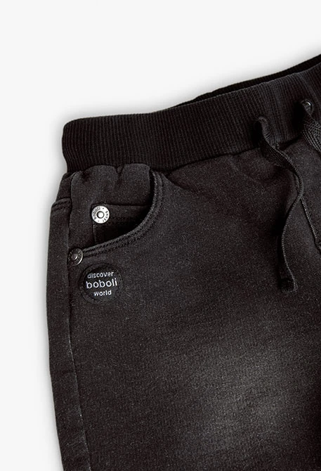 Pantalón felpa denim para bebé niño en negro