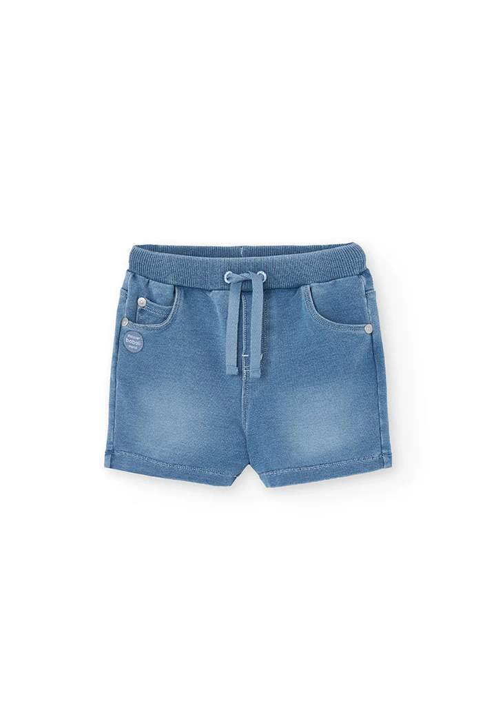 Bermuda felpa denim para bebé niño en bleach